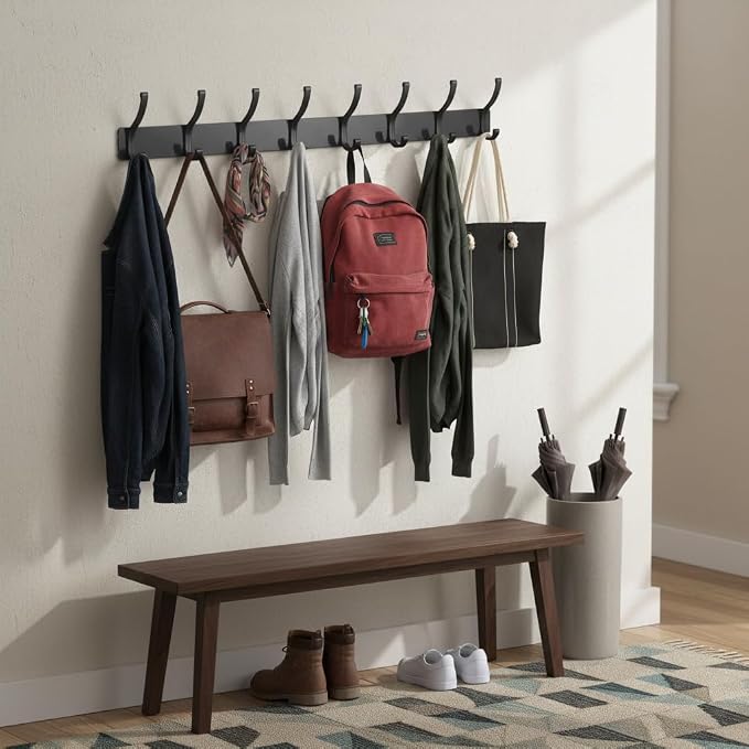 Dntorx Coat Rack Wall Mount, 2 Pack Coat Hooks Hanger Wall Double Hook Rack - Image 7