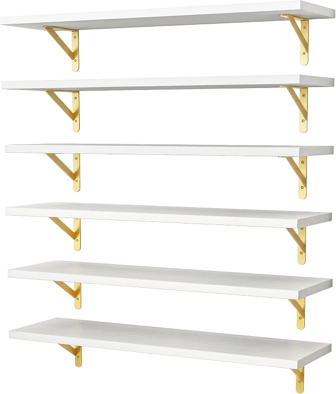 YGEOMER White Floating Shelves for Wall, Farmhouse 23.6 Inch Wall Shelves for by YGEOMER