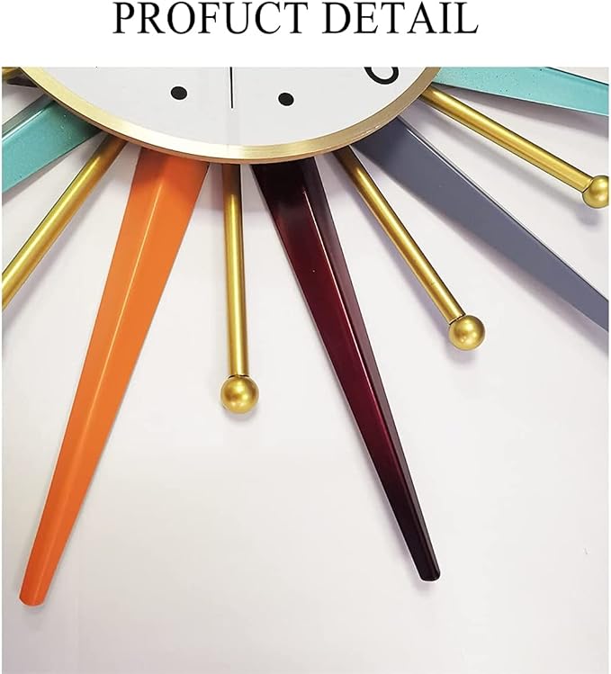 Large Wall Clock 22 Inch Modern Wall Clock Starburst Mid-Century Modern Decor - Image 9