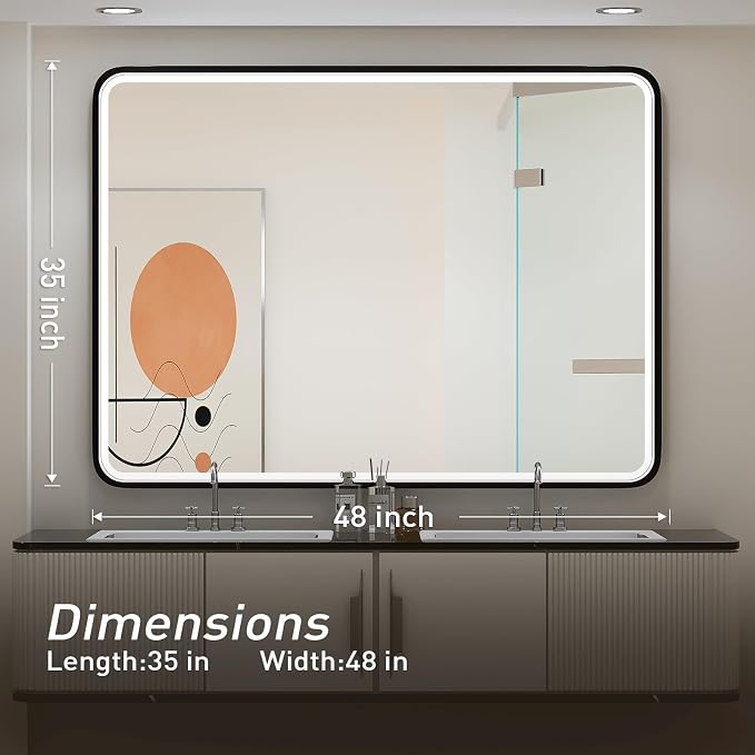 48x36 Inch LED Bathroom Mirror - Image 7