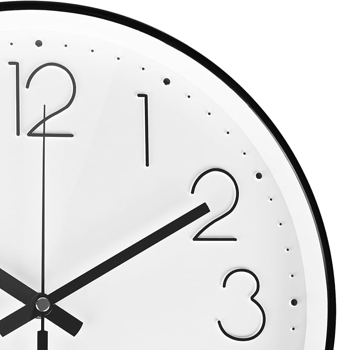 8 Inch Small Black Wall Clocks Silent Non Ticking Battery Operated - Image 4