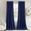 MIULEE Navy Blue Back Tab Blackout Curtains 120 Inch Long 2 Panels Set by MIULEE