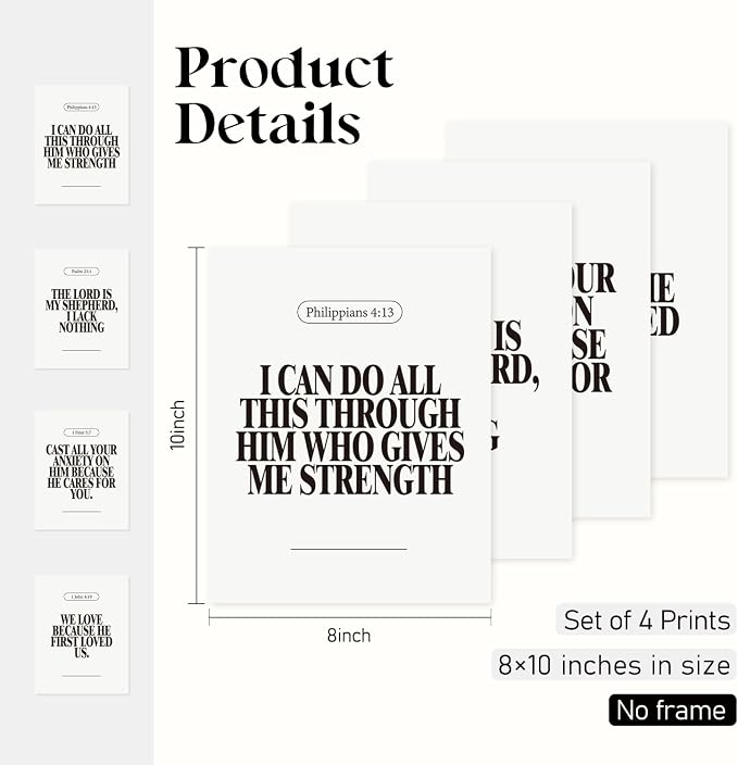 Locomiss Black and White Christian Wall Art Decor Posters, Modern Bible Verse - Image 3