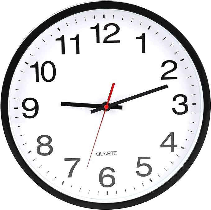 OceeK Black Wall Clock Silent Non Ticking 10 Inch, Modern Wall Clocks, Small by OceeK