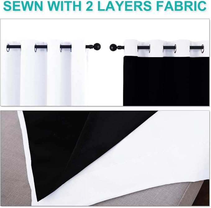 NICETOWN White Blackout Curtains 72 inches Long, Full Light Blocking Drapes - Image 5