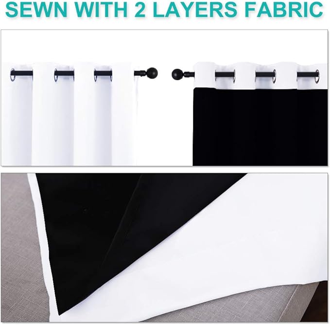 NICETOWN White 100% Blackout Curtains - Image 5