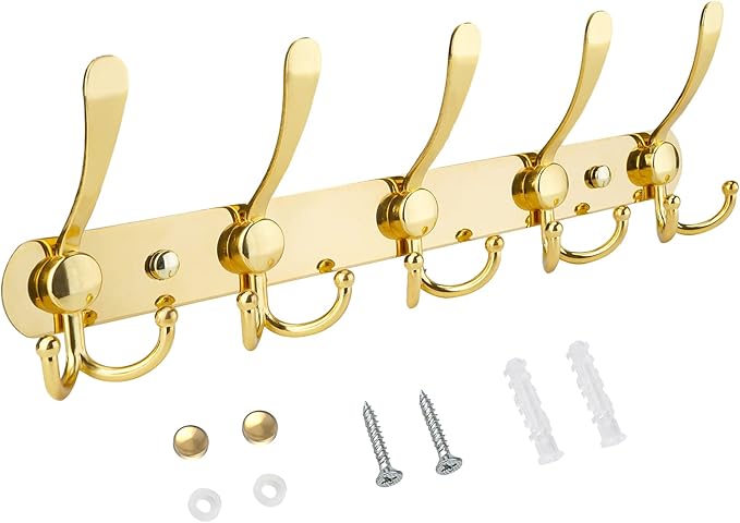 TICONN Wall Mounted Coat Rack, Five Heavy Duty Tri Hooks All Metal Construction by TICONN