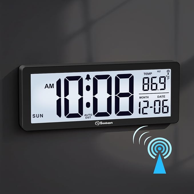 Soobest 8.5" Atomic Digital Wall Clock, Never Needs Setting, Auto Time Sync - Image 8