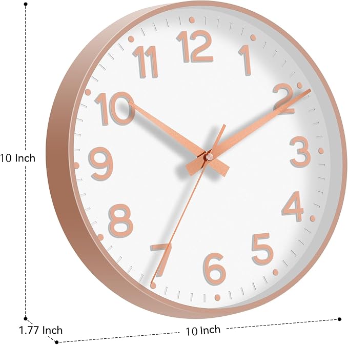 Roymnie Wall Clock 10 Inch Silent Wall Clocks Battery Operated-Modern Non - Image 3