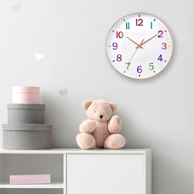 HZDHCLH Kid Wall Clocks Battery Operated, 12 inch Silent Non Ticking Modern - Image 4