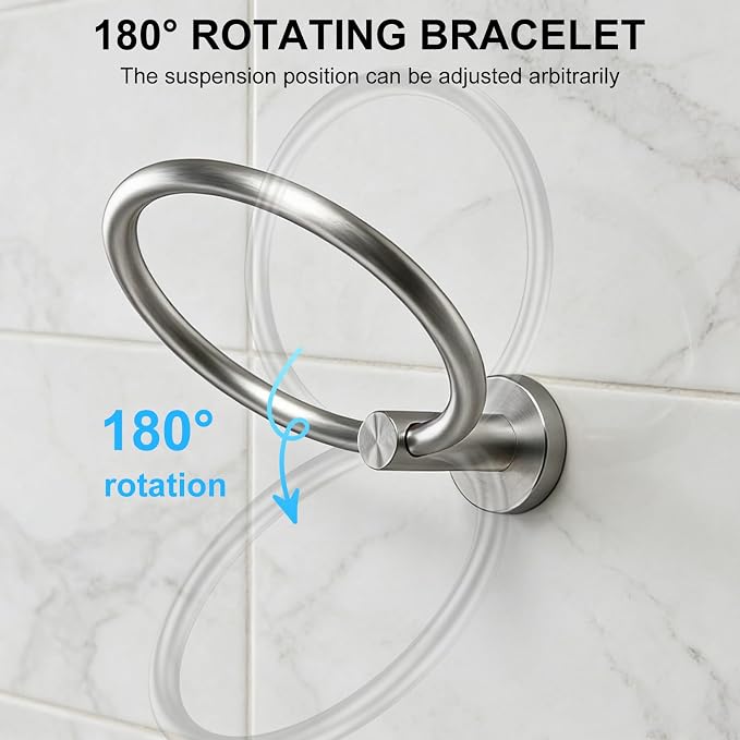 SetSail Towel Holder for Bathroom Wall Silver Towel Ring Stainless Steel Hand - Image 4