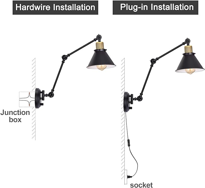 TRLIFE Plug in Wall Sconces, Dimmable Wall Sconce Swing Arm Wall Lights Plug in - Image 6
