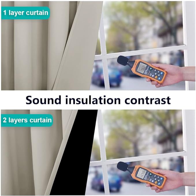 NICETOWN Natural 100% Blackout Lined Curtains, 2 Thick Layers Completely - Image 4