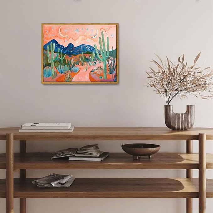 AtterrirArt Framed Boho Wall Art, Vintage Desert Picture Painting Print - Image 3