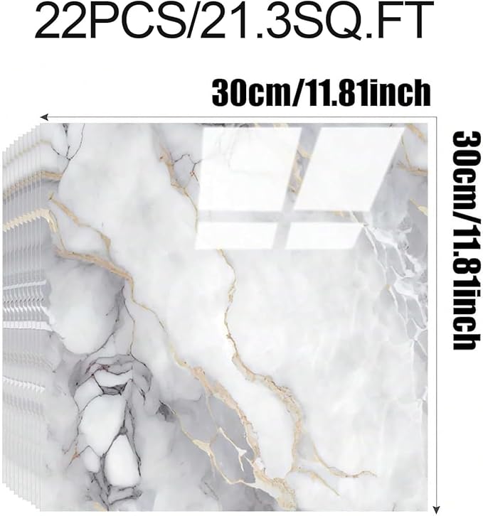 Chejiaye 22pcs Marble Peel and Stick Backsplash Surface Waterproof Wall Panels - Image 4