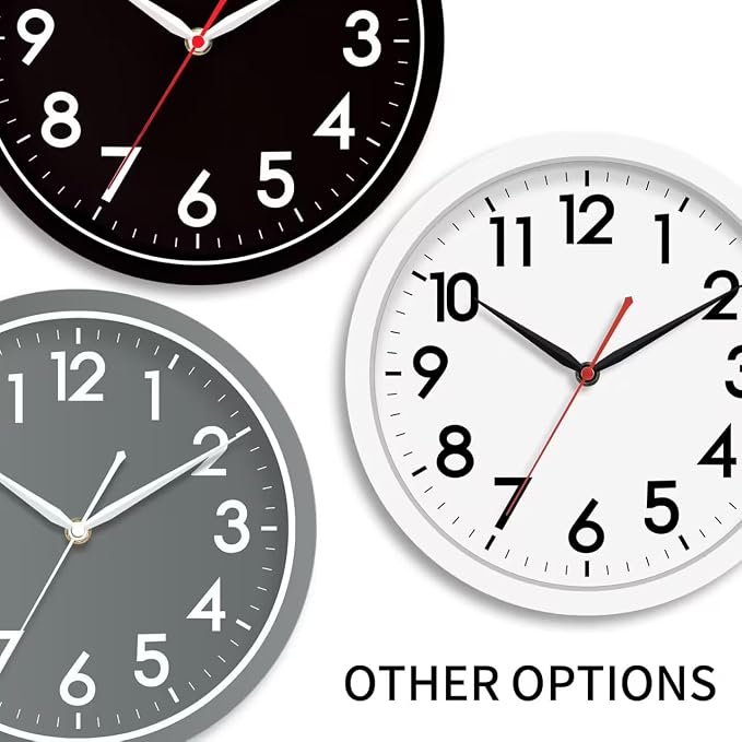 AKCISOT Wall Clock 10 Inch Silent Wall Clocks Battery Operated Non Ticking - Image 4