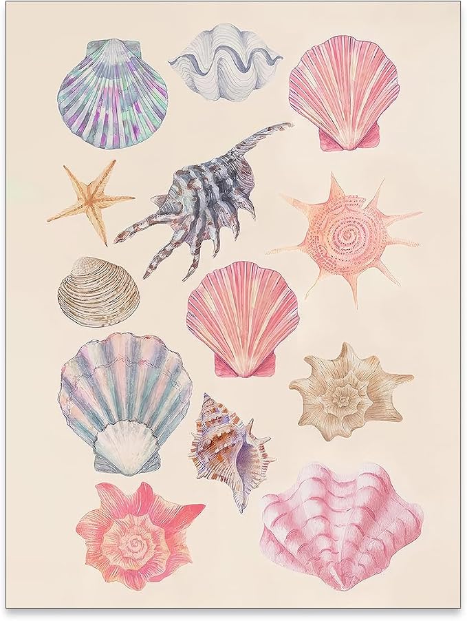 Pink Shell Posters Funky Coastal Cowgirl Wall Art Vintage Beach House by Unknown