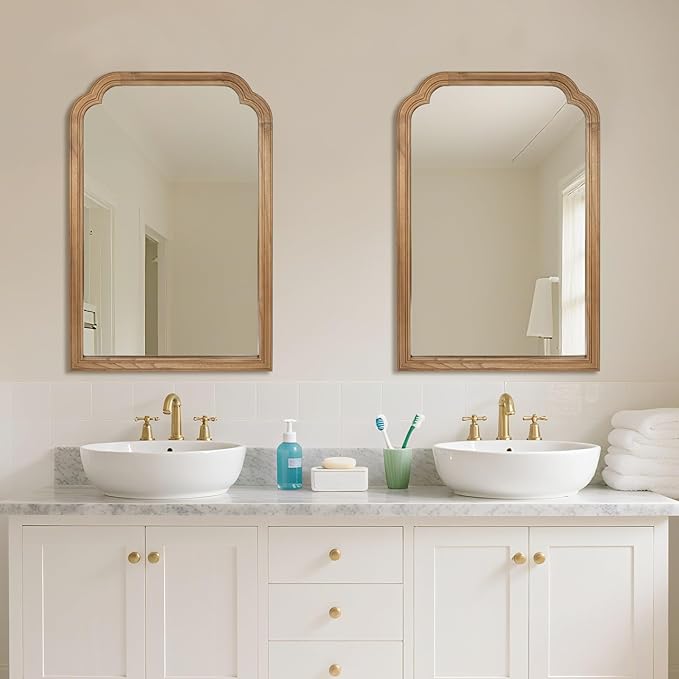 Wood Bathroom Mirror for Wall, 30 x 20 Inch Decorative Wall Mirror - Image 6