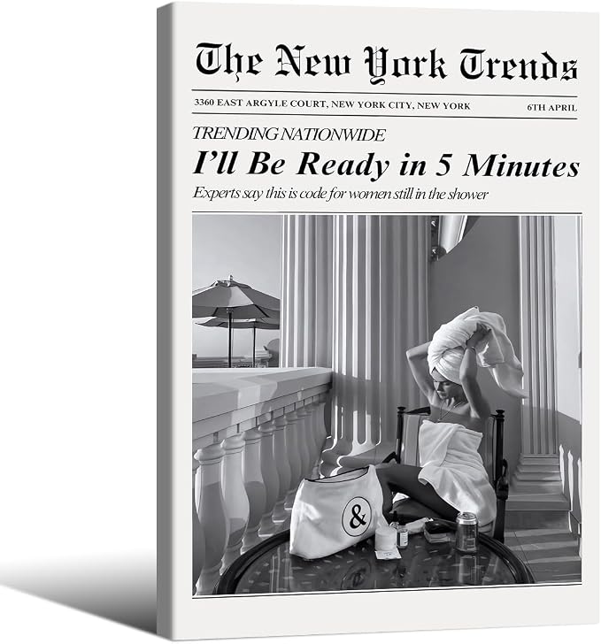 Vintage Newspaper Framed Wall Art Trendy Black and White Aesthetic Posters by FuSatisYilife
