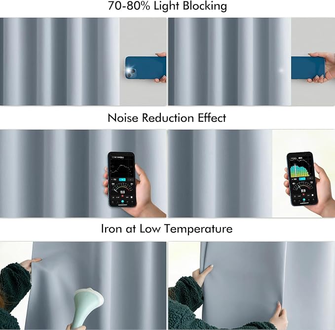 MIULEE Light Blue Back Tab Blackout Curtains 120 Inch Long 2 Panels Set - Image 5