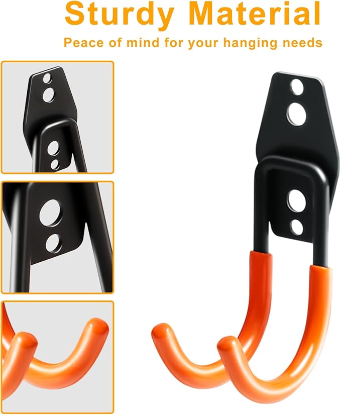 KURUI Heavy Duty Garage Hooks for Hanging, 2 Pack Metal Garage Organization - Image 5
