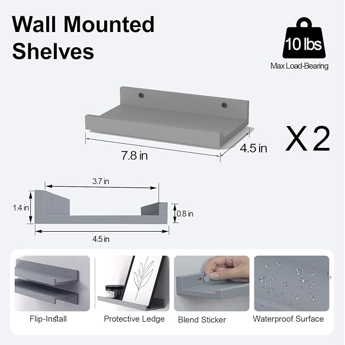 Small Floating Shelves for Wall Decor, Wall Mounted Wood Shelf for Bedroom - Image 3