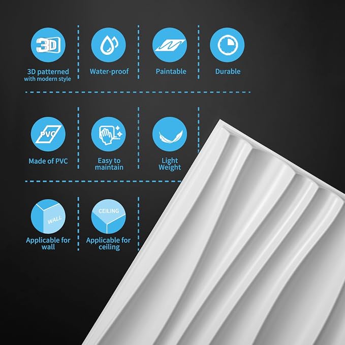 Art3d 24-Pack 3D Wall Panels for Interior Wall Décor, PVC Wavy Textured Accent - Image 8