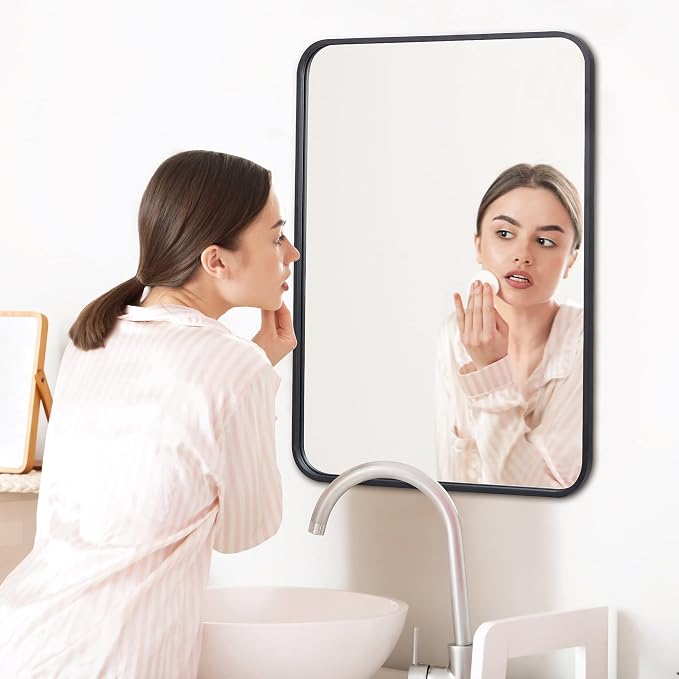 ZenStyle 2 Packs Black Metal Framed Rectangular Wall Mirror 22" x 30" Bathroom - Image 7