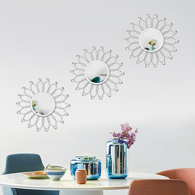 3 Pack Metal Mirrors for Wall Sunburst Wall Mirrors Home Décor Decorative - Image 4