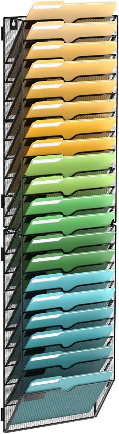 SUPEASY 20 Tier Wall File Organizer, Hanging Wall Mounted Mail Organizer by SUPEASY