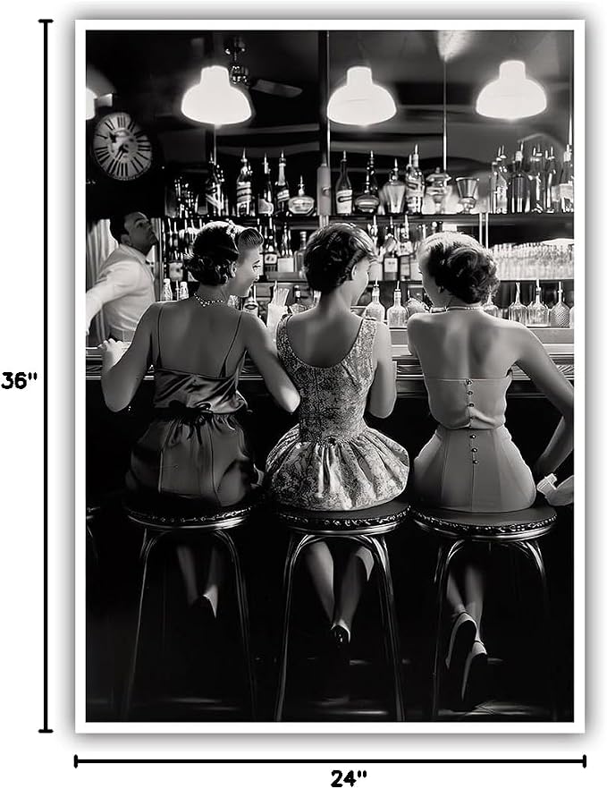 Vintage Black and White Posters Trendy Women Drink Cocktail Wall Art Funky - Image 8