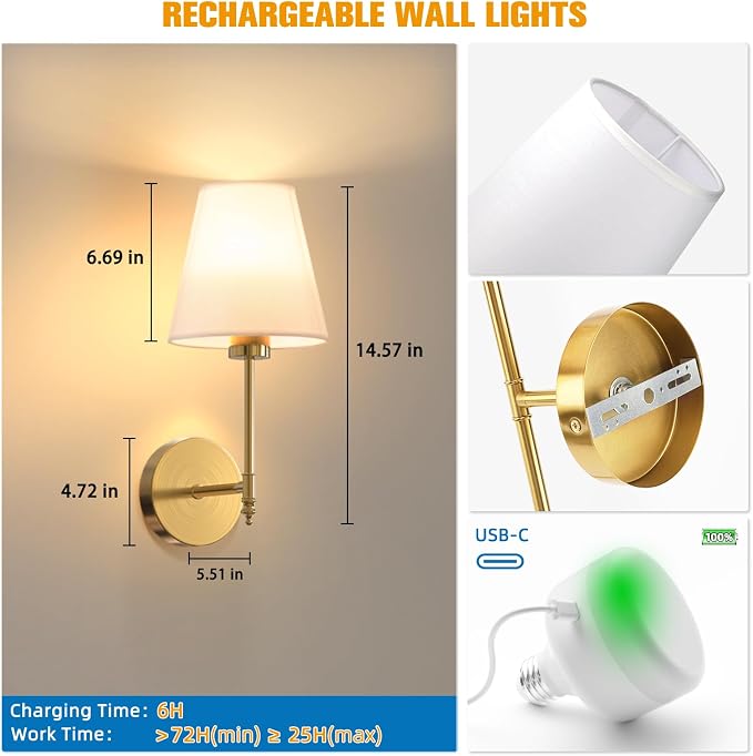 NIORSUN 14.5 inch Battery Operated Wall Sconce Set of 2, 9 Colors Wireless - Image 7