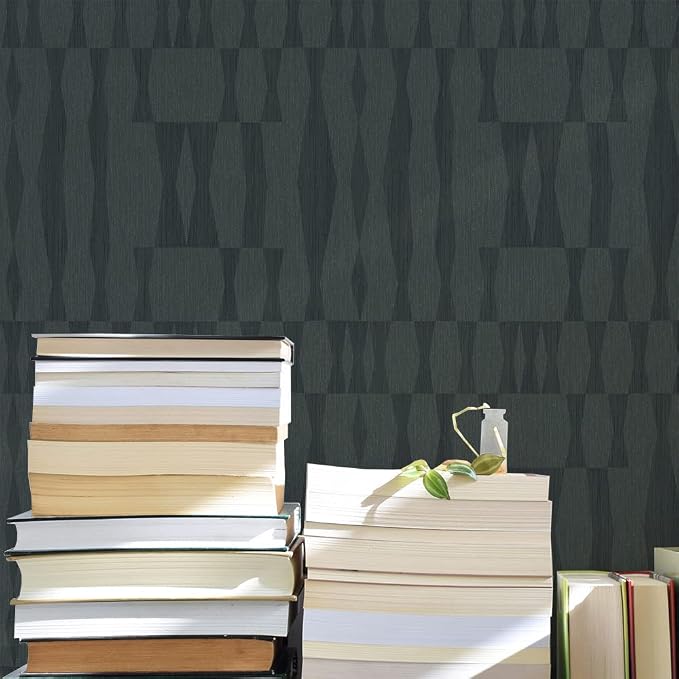 Tempaper Textured Blue Faux Grasscloth Geo Removable Peel and Stick Wallpaper - Image 8