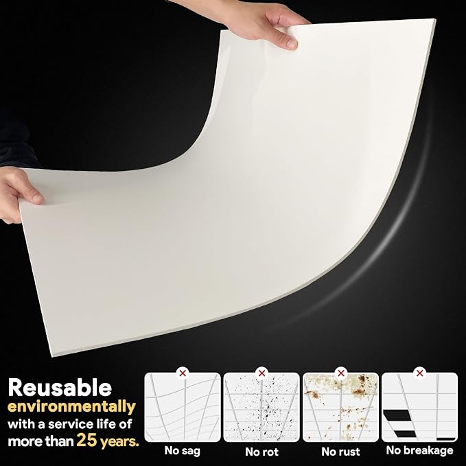 Smooth White Drop Ceiling Tile 2ft x 4ft, Ceiling Panel 24 x 48in – Waterproof - Image 5