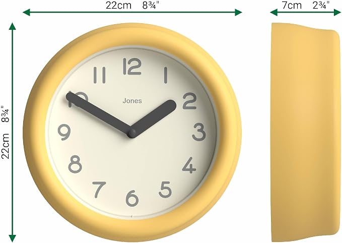 JONES CLOCKS® Fuze wall Clock | Small Round Clock | Yellow | Playful Modern - Image 3