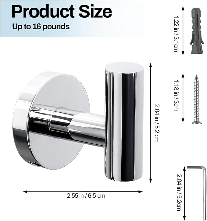 Kruodop Towel Hooks for Bathroom, 4 Packs Wall Mount Towel Holder, Stainless - Image 2