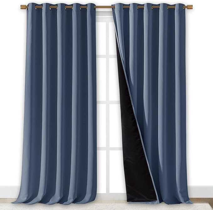 NICETOWN 100% Blackout Curtains 95 inches Long, Pair of Energy Smart & Noise - Image 2
