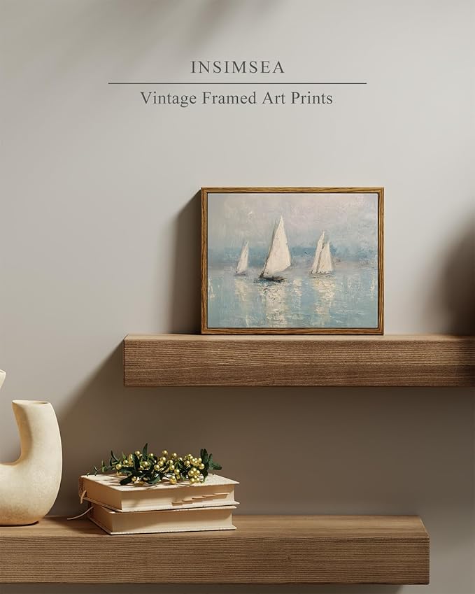 InSimSea Framed Canvas Wall Art, Vintage Sailboats Art - Image 2