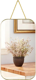 Gold Rectangular Wall Mirror, 15.6x9.2 Inch Modern Decorative Wall Mirror by SDlumeiy