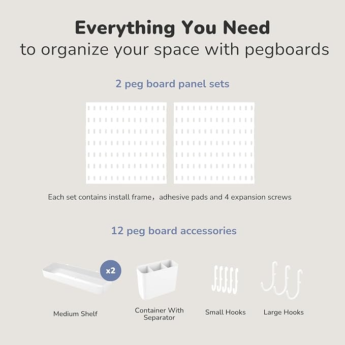 Keepo Peg Board Wall Organizer – Plastic Pegboard Panels, Modular Peg Board - Image 3