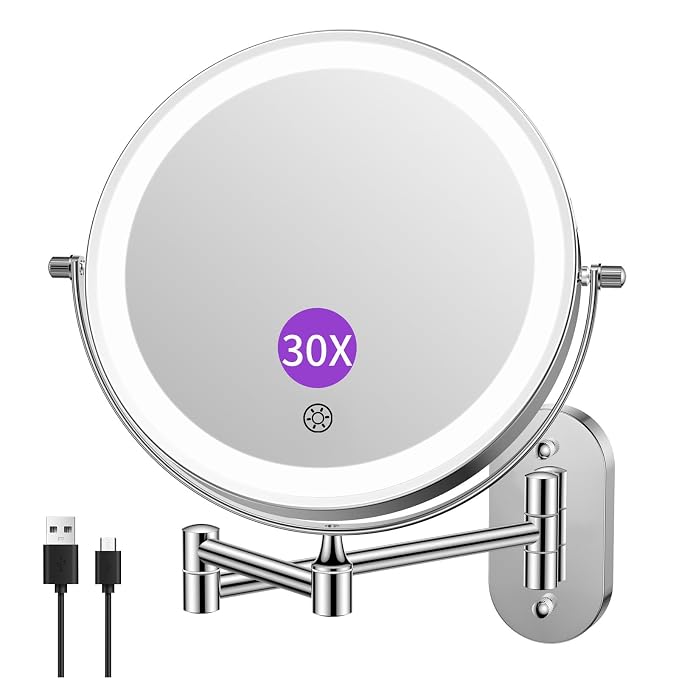 FUNTOUCH 5000mAh Rechargeable Wall Mounted Lighted Makeup Vanity Mirrors by FUNTOUCH