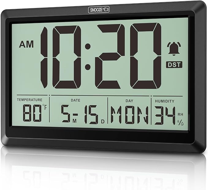 XREXS 10.4 Inch Digital Wall Clock, Battery Operated Large Display Clock by XREXS