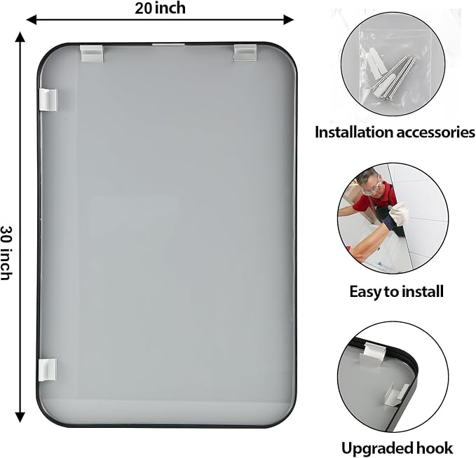 20x30 Inch Black Wall Mirror for Bathroom, Brushed Metal Framed Mirror - Image 6