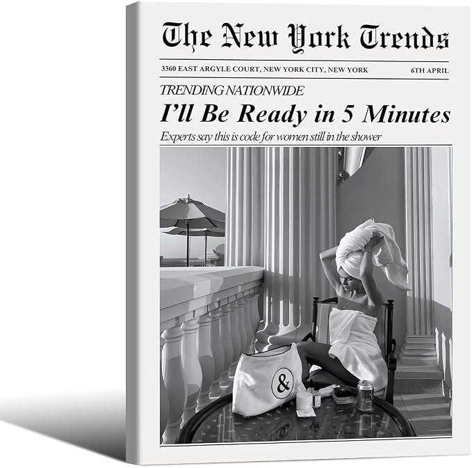 Vintage Newspaper Framed Wall Art Trendy Black and White Aesthetic Posters by FuSatisYilife