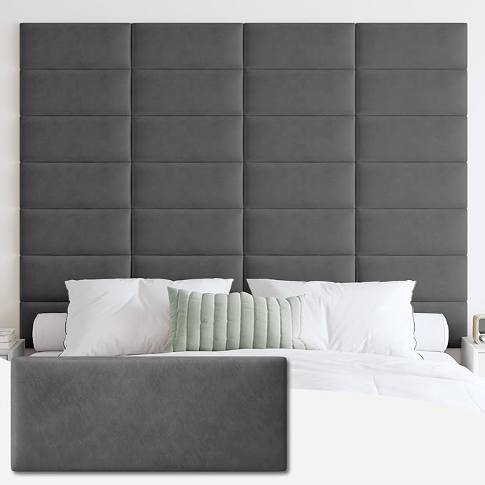 IFNOW Wall Mounted Upholstered Headboard King, 3D Peel and Stick Soundproof by IFNOW