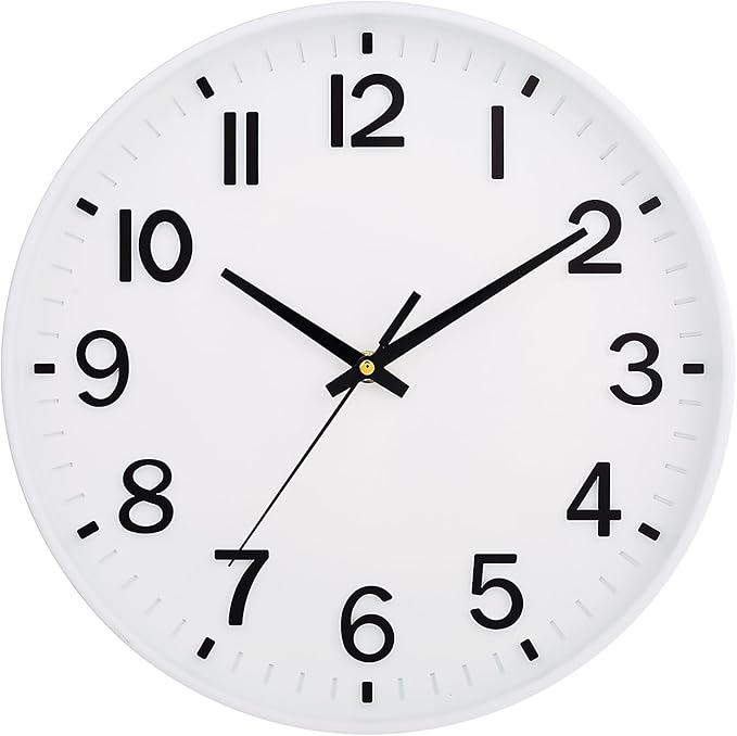 HZDHCLH White Wall Clocks Battery Operated 12 inch Silent Non Ticking Modern by HZDHCLH