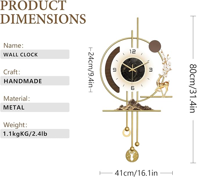 Modern Wall Clock for Living Room, Large Gold Decorative Wall Clock - Image 7