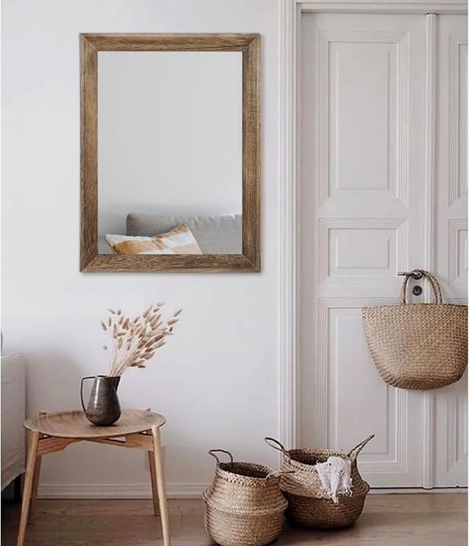 AAZZKANG Rustic Wood Mirror Rectangle Decorative Wall Mirrors - Image 5