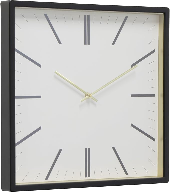 Forma Square Modern Wall Clock, Quartz Movement, Glass Face, Contemporary by STUDIODESIGNSHOME