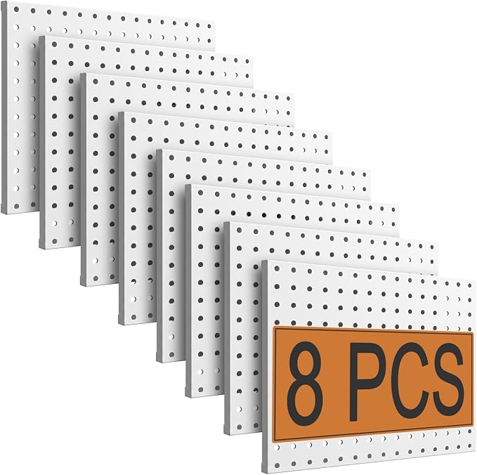 PBHEPJ 8 Pcs Metal Pegboard Panels, Heavy Duty Peg Boards by PBHEPJ